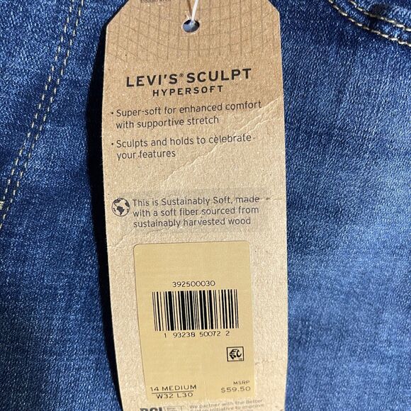 NEW Levis Womens Classic‎ Straight Jeans Size 32 Mid Rise Stretch Blue Denim - Picture 6 of 9